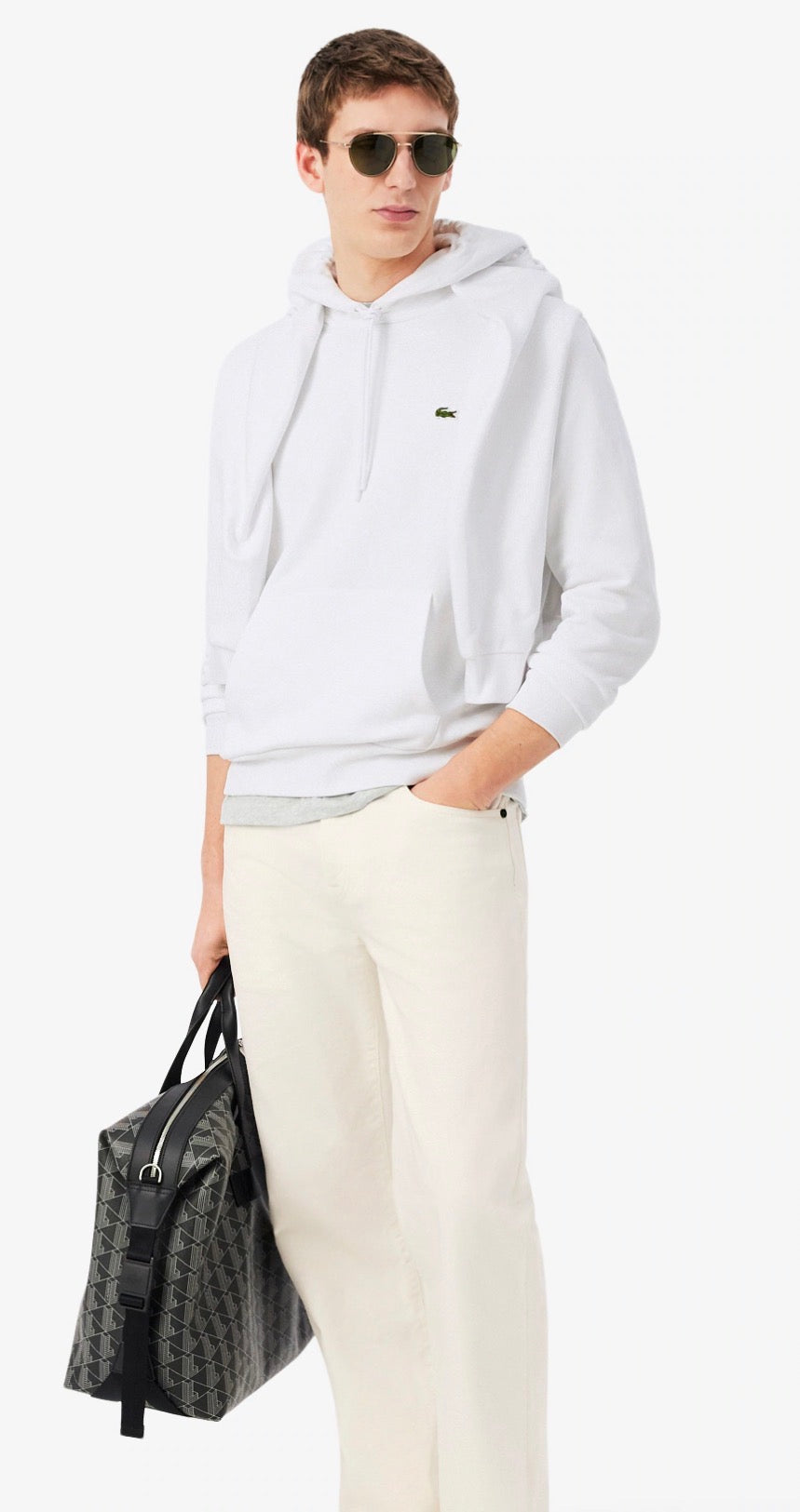 Sudadera Blanca Lacoste Básica con Capucha de Estilo Casual y Elegante