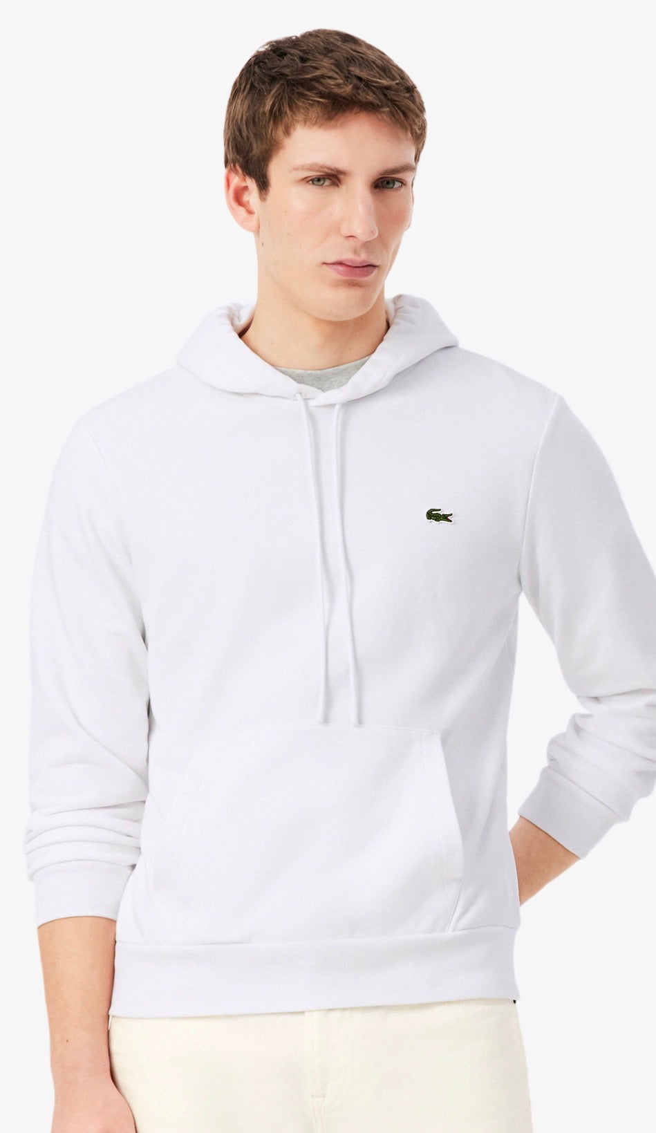 Sudadera Blanca Lacoste Básica con Capucha de Estilo Casual y Elegante