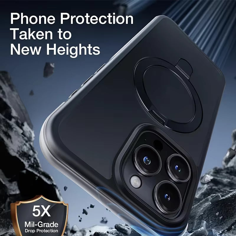 Funda magnética para teléfono móvil con soporte de anillo para iPhone 17 Pro Max Air 16 16E 15 14 funda Plus 13 11 12 fundas para móvil con soporte