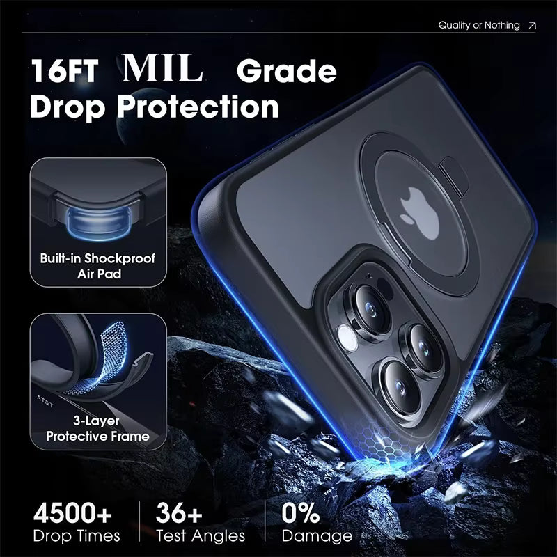 Funda magnética para teléfono móvil con soporte de anillo para iPhone 17 Pro Max Air 16 16E 15 14 funda Plus 13 11 12 fundas para móvil con soporte