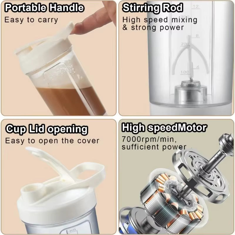 Taza eléctrica con agitación automática, botella agitadora para batidos en polvo proteico, taza agitadora con carga USB con escala, taza de agua de 15 Oz, sin BPA