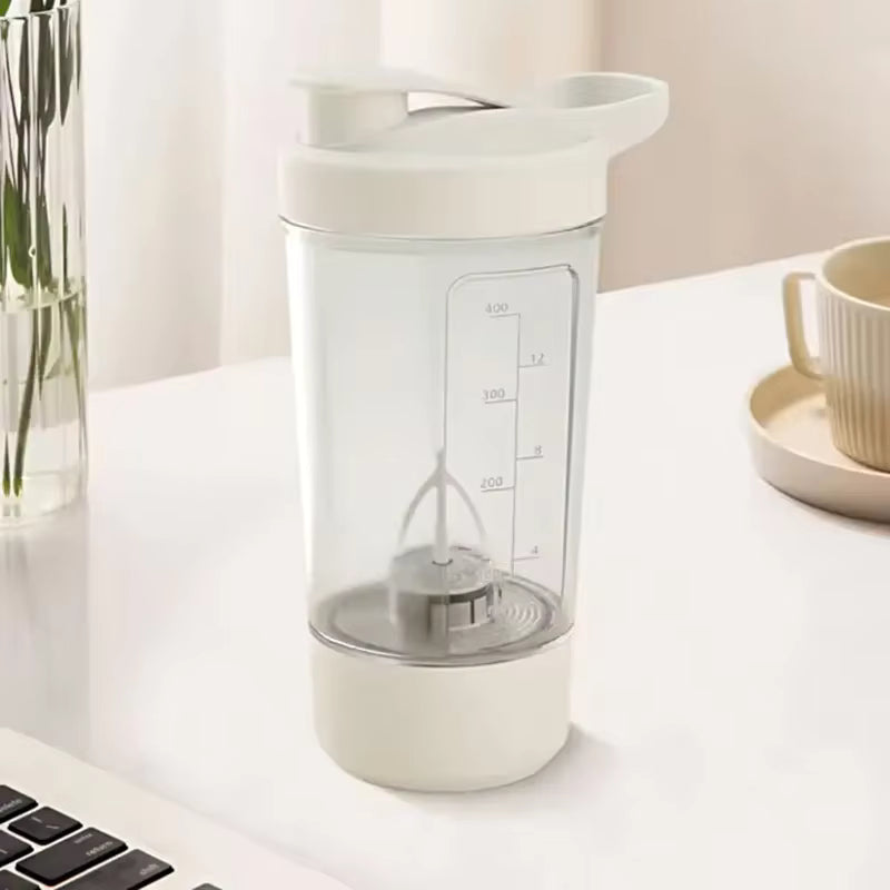 Taza eléctrica con agitación automática, botella agitadora para batidos en polvo proteico, taza agitadora con carga USB con escala, taza de agua de 15 Oz, sin BPA