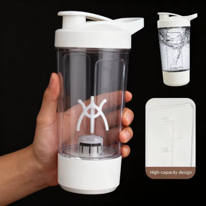 Taza eléctrica con agitación automática, botella agitadora para batidos en polvo proteico, taza agitadora con carga USB con escala, taza de agua de 15 Oz, sin BPA